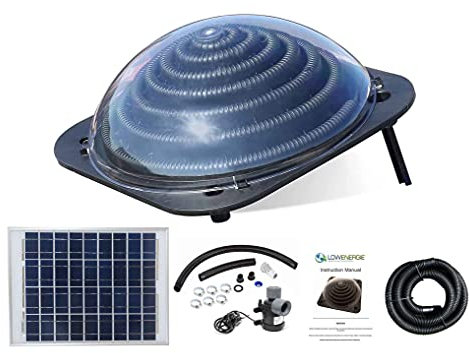 LOWENERGIE Solar Thermal Swimming Pool Heater Dome, Totally Solar Powered, Water Pump and Solar Panel Kit
