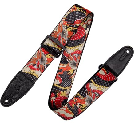 Levy's Leathers 2” Wide Polyester Guitar Strap with Genuine Leather Ends; Japanese Traditional Dragon Motif (MPD2-123)