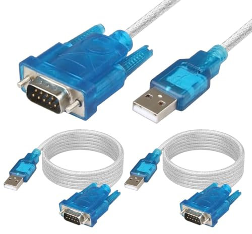 Fyearfly 2pcs USB To RS232 Cable, Hl-340 USB-RS232 Extention Cable With Adapter 9-Pin Serial Port Connector, Usb/Com Port(Rs232) Converter, for Conrol Pc, Modem, Camera