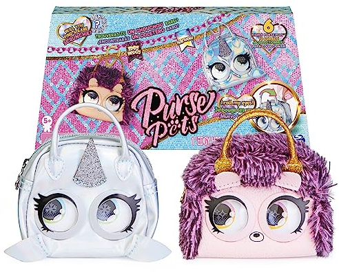 Purse Pets Micro – 2 Mikrofone – Mini-Begleiter für Handtaschen – 2 kleine Tiere zum Aufhängen Gürtel – bewegen die Augen – 6064161 – Spielzeug für Kinder ab 5 Jahren, Pack Narval + Hérisson