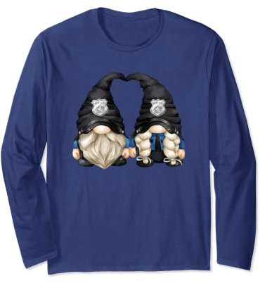 Einzigartige Polizei-Gartenzwerge für Sie oder Ihn und Polizeipaar Langarmshirt