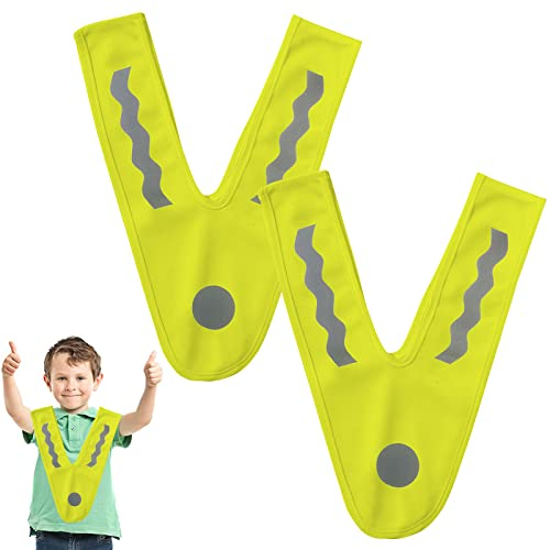 warnweste kinder,leichte kinderwarnweste V-Form,reflektorweste kinder,Warnweste Y gelb,reflektorkragen kind,sicherheitsweste Universal Größe S (DE/NL/SE/PL, Alter, Einheitsgröße, Regular, Gelb)