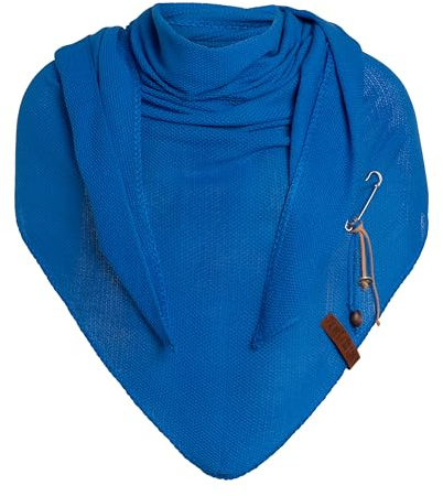 KNIT FACTORY - Lola Dreieckstuch - Fein Gestrickter Damen Schal - Tuch Schal - Für Frühling und Sommer - Baumwollmix - Cobalt - 190x85 cm