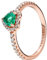PANDORA Timeless Anello con cuore placcato in oro rosa 14 k con cristallo verde e zirconia cubica trasparente, 50