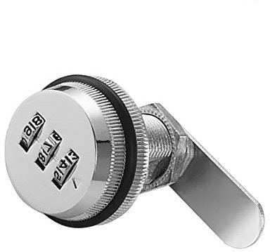 Serrure à came à code à 3 chiffres de 25 mm avec code de passe en alliage de zinc pour boîte aux lettres, tiroir, porte, meubles Argenté