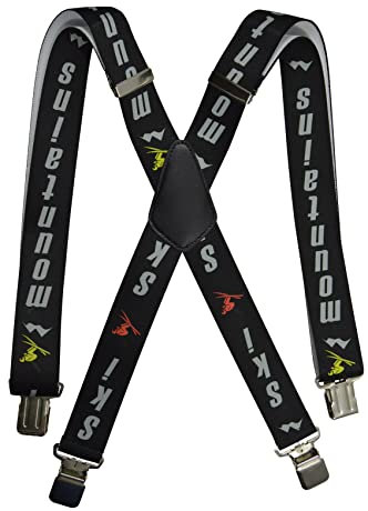 Olata Hosenträger für Skihosen | x- und y-förmige Hosenträger (Schwarz/Grau) – 3 cm. 5-12 Jahre. X-Form