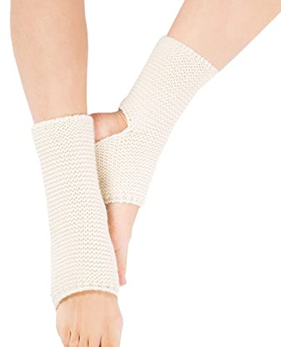 JK Home 22cm Knitted Yoga Leg Warmers for Ladies, Soft Knit Crochet Yoga Socks Chunky Boot Cuffs Toppers Socks, Women's Gaiters for Dance or Ballet