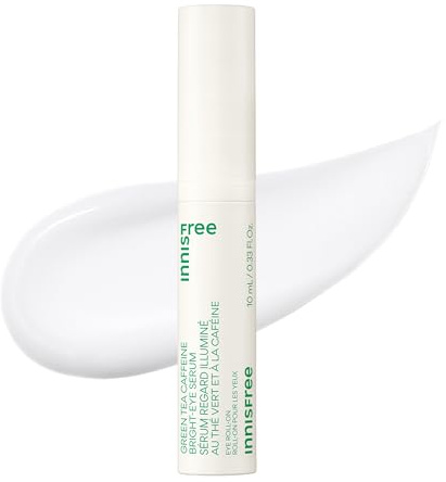 innisfree Green Tea Caffeine Depuffing Eye Serum Roll-On with Niacinamide & Hyaluronic Acid, Cooling Korean Under Eye Roller for Puffiness, Dark Circles, Brightening & Hydration