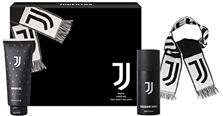 JUVENTUS | Geschenkbox für Herren, Deodorant 150 ml + Duschschaum 200 ml + Schal