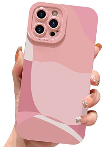 ECZOIL Compatible with iPhone 13 Pro Max Case 6.7 Inch,cute painted art lens protective slim soft phone case for iPhone 13 Pro Max for women girl-Pink