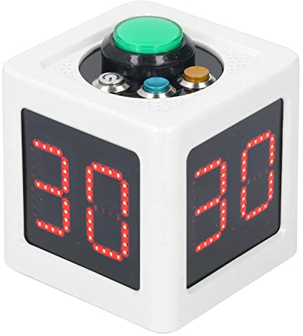 Cube Timer, 1.4in LED HD Electronic Display Digital Cube Timer Unterstützt die Einstellung von 2 Sets von voreingestellten Zeiten Tragbare 4-seitige Digital Shot Countdown Stoppuhr (Weiss)