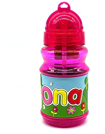 PLUS HOME Botella Agua con nombre para niños, 100% a prueba de fugas, sin BPA, 350 ml, para guardería, colegio, viajes y deporte Regalo de Niños 5-10 años para Colegio Cumpleaños(350ML) (Ona)