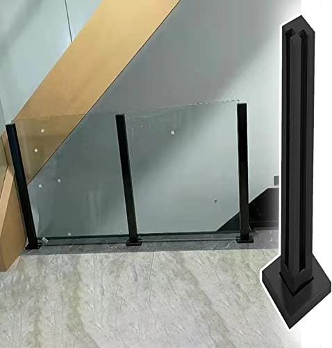 MBROS Sicherheitsglas-Geländerpfosten für Innentreppen, Geländer für Wohnzimmer, Terrasse, Garten, Schwimmbad, Glasbalustrade, Geländersystem, Schwarz