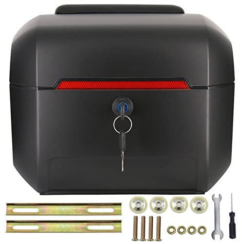 Motorradkoffer, 28 l, Gepäckkoffer, mit Warnleuchte bei Nacht und Rückenlehne, Halterung für Motorrad, Top Case mit Montage-Set C