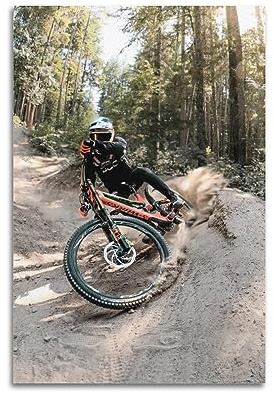 YBHF Großes Foto-Poster, Motiv: Sport Mountainbike, Downhill, Wandkunstdruck, Retro, ästhetisch, Raumdekoration, Bürodekoration, 60 x 90 cm, ungerahmt