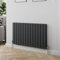 Radiant Living® 600 x 1064mm Anthracite Grey Horizontal Designer Radiator Double Column Flat Panel Modern Modern Central Heating Panels Bathroom Radiators