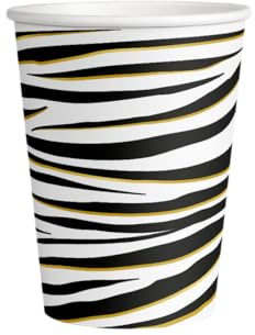 PD-Party 7120004 Glücklich Partei Tassen | Spezielles Thema | Tisch Dekoration – Zebra, Mehrfarben, 7.5cm Länge x 7.5cm Breite x 9cm Höhe