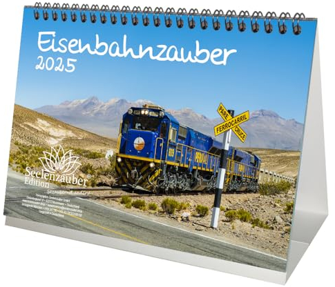 Eisenbahnzauber DIN A5 Tischkalender für 2025 Eisenbahn Lok Schienen - Seelenzauber