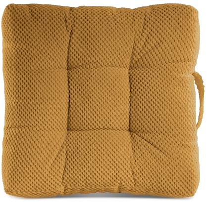 Quantum Interior Sitzkissen ca.40x40cm, 1 Stuhlkissen mit Rundsteppung, weiche Schaumstoff Füllung, widerstandsfähig und robuste Sitz-Auflagen (Senf), Bubble