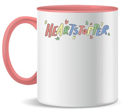Forsca Heartstopper Hi Logo Taza de Cerámica Para Té y Café, 330ml, Mágica, Blanca, Rosa, Negra 330ml