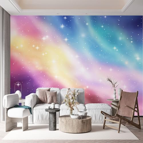 Fototapete Traum Regenbogen Farbverlauf Tapete 400 x 280 cm (B x H), Bunt Vlies Wanddeko Vliestapete Wandtapete Dekoration Study Zimmer Wohnzimmer Restaurant Cafe Kinderzimmer