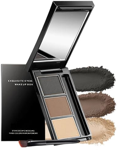 Augenbrauenpuder Palette-3 Farben Augenbrauen Puder Wasserfest, Grau Braun Serie Brauenpuder, Augenbrauen Farbe Langanhaltende,Füllen&Sculpt volle Augenbrauen, Eyebrow Powder mit Pinsel und Spiegel-03