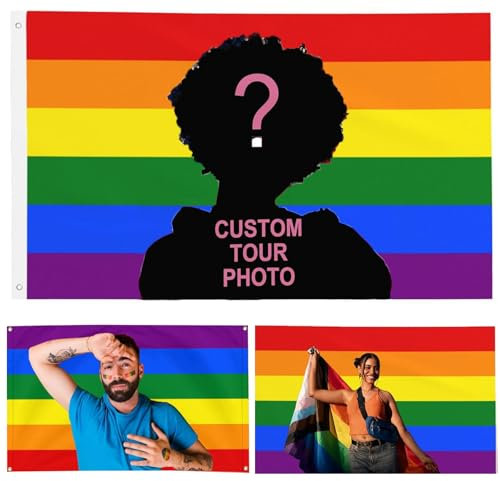 Bandiera americana personalizzata 6 x 0,9 m, design personalizzato per dormitori, camere da letto, club, concerti, bar, decorazione divertente per poster (bandiera arcobaleno)