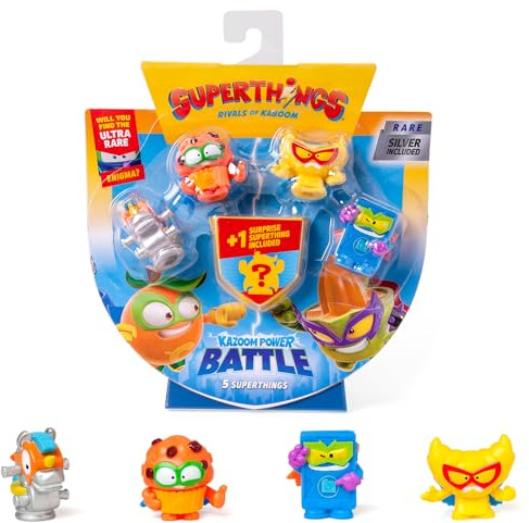 Superthings KAZOOM Power Battle – 5er-Pack – enthält 5 SuperThings (inklusive 1 Überraschungsfigur und 1 silberner Kapitän), 5 x 6 Stück