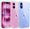 AROYI 3 in 1 Clear Glitter Case for iPhone 16 Plus Case with 2 Tempered Glass Screen Protector, Soft Bumper Anti-Scratch Sparkle Bling Women Girls Phone Case for iPhone 16 Plus 6.7