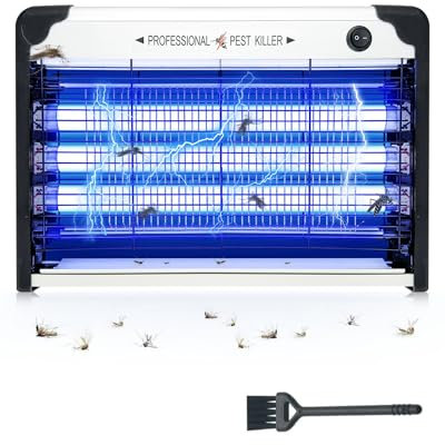 Aucaer 30W Tueur d'Insectes Électronique, Destructeur de Mouche avec 3 Tubes UVA, 3000V Lampe Anti Moustique, Efficace Contre Les Moustiques, Facile à Nettoyer, pour Cuisine, Maison, Entrepôt