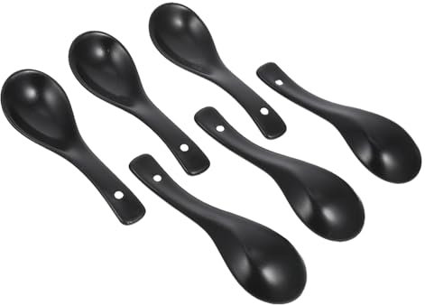 CRILSTYLEO 6St Löffel aus Keramik Mini-Löffel Nudellöffel Suppenlöffel weiß Suppenlöffel asiatisch Wan-Tan-Löffel pezzettino Küchentischgeschirr Breilöffel einfache löffel für zu hause Black