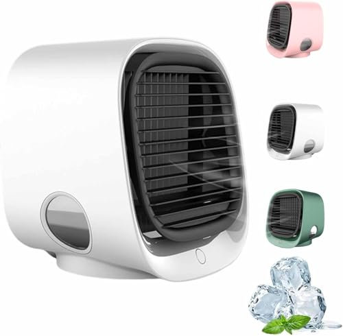 Portable Air Cooler with USB and Night Light for Room Car Camping Office Small Air Conditioner Cooling Fan (White)