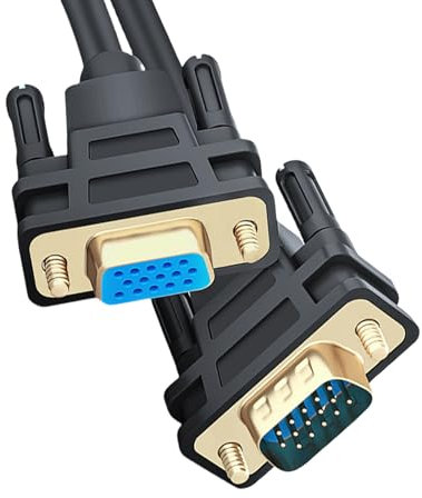KJDKNC Câble d'extension VGA mâle vers femelle de qualité supérieure avec double anneaux magnétiques pour une connexion stable entre les appareils