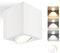 YindaLux LED Aufbauspot Weiß 30° Schwenkbar Ø80x84mm Deckenspot Dimmbar, inkl. 5W 500LM LED Modul 230V, 3000K/4000K/6500K, Aluminium Aufputz Spots Modern Aufbaustrahler Aufbauleuchte Eckig 1 Stück