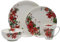 Mikasa Winter Poinsettia Holiday Bone China - Juego de vajilla ligera resistente a las astillas, servicio para 4 personas