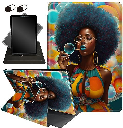 Case for Amazon Fire HD 8 Tablet (2018 2017 2016 Version,8th/7th/6th Generation),360 Degree Rotating Stand Smart Protective Cover Case,for All-New Fire HD 8 (8th / 7th /6th),Purple African Woman