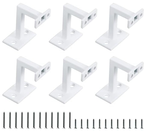 sourcing map Hand Rail Brackets, 6 Pcs Square Handrail Holder Brackets Wall Hanger Accessories for Staircase Stair, White