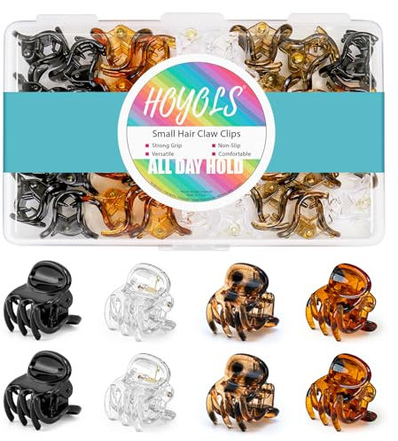 HOYOLS 36 Pcs Mini Hair Claw Clips für Frauen, kleine kleine Kunststoff Hairclips Kiefer Klemmen, starker Griff für Mädchen Kurzes dünnes dickes Haar Styling