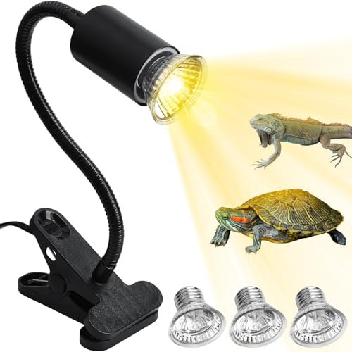 ROTRES Schildkröten Wärmelampe, Reptilien Terrarium Lampe, UVB-Wärmeheizung, Reptilien Heizlampe mit einstellbarem Clip, für Schildkröte Eidechse Schlange Spinne Amphibien