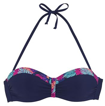 Lascana Damen Bügel-Bandeau-Bikini-Top | mit Print oder auch Unifarben, mit abnehmbaren Trägern und wattierte Cups, Mix-Kini: nach Lust und Laune mixen
