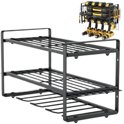 3-Tier Power Tool Organizer, Tool Organizer for Basement and Garage, Wall Shelf Organizer for Electric Tools, Modular Power Tool Storage Shelf, Heavy Duty Wall-Mounted Organizer, Multi-Layer Tool