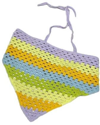 Häkel-Bandana, Kopftuch, Schal, gestrickt, Kopftuch, Raffhalter, bunt, für Damen und Mädchen