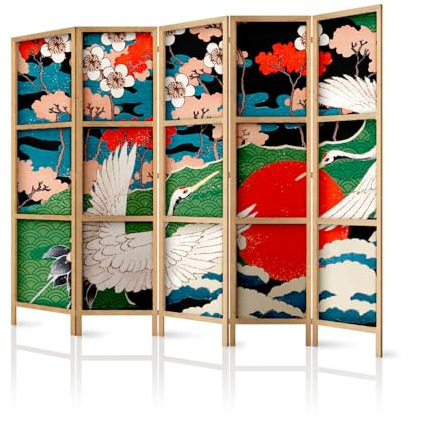 framed concept - Paravent Raumteiler aus Holz 225x172 cm, 5-teilig, einseitig, im orientalischen Stil