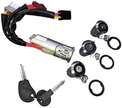 Szwaldaper Juego de Cerradura de 3 Puertas con Interruptor de Cilindro de Encendido de Coche, for Peugeot, Partner, Citroen, Berlingo 1996-2008 96244156 252522 Cilindro de Cerradura de Coche y Llaves