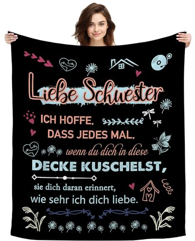 Original Geschenk Liebe Schwester Ich Hoffe Dass Jedes Mal Wenn Du Dich In Diese Decke Kuschelst Sie Dich Daran Erinnert Wie Sehr Ich Dich Liebe Kuscheldecke Dekoratives Schwester (Liebe Schwester-B)