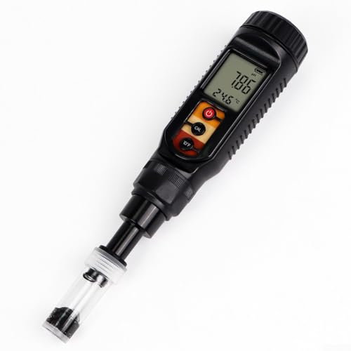 Flache Platte pH-Tester, Teig Boden Digitales pH-Messgerät Thermometer Schnelle Messung Tester mit LCD-Bildschirm Große Hintergrundbeleuchtung für Küche Pool