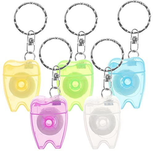 5 Stücke Tragbare Zahnseide Keychain Zahnarzt Geschenke Schlüsselanhänger Schlüsselanhänger Floss Stick Für Zahnreinigung (Gelegentliche Farbe 15 Mt)