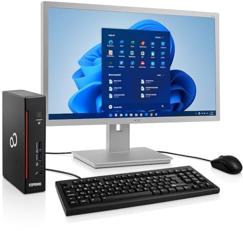 24 FullHD Komplett Mini PC 10-Watt Office, Intel Pentium 4400G 2x3.3 GHz, 8GB, 128GB SSD, Windows 11 Pro, WLAN, DP, DVI, Gigabit LAN, USB 3.0, MS Office 2010 Starter, 3 Jahre Garantie! #8177