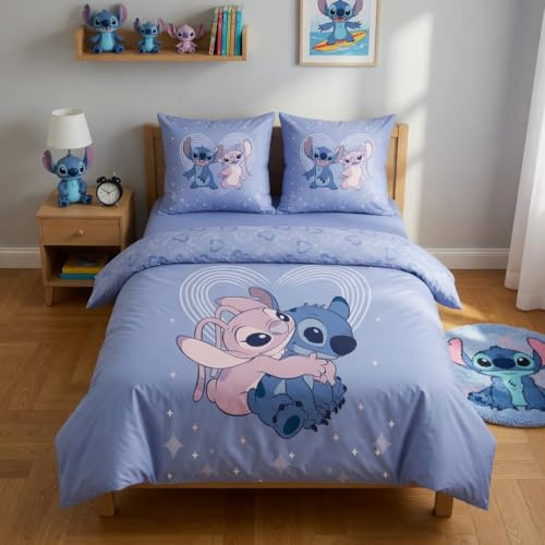 Stitch y Angel Funda Nórdica Cama 150 240x220 + 2 Fundas Almohada 65x65