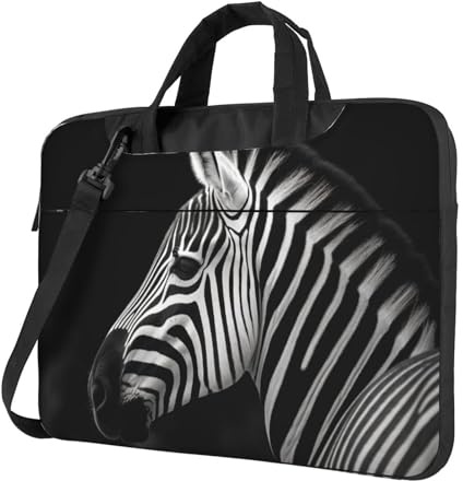 Black & White Zebra Laptop Bag for Women Men, 360 Protective Computer Shoulder Bag Briefcase Messenger Bags